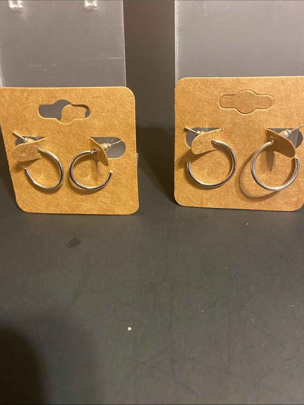 Simple Silver Hoop Earrings - Pair on Card